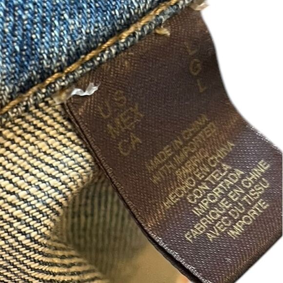 Liz Claiborne Denim Jacket with Tan Beaded Accents, Size L - Picture 9 of 10